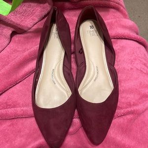 Pair of flats, size 10, brand time and tru. Color burgundy